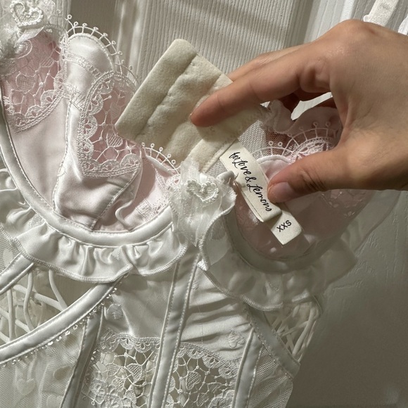 For Love And Lemons White Heart Window Slip Dress XXS - Picture 3 of 9